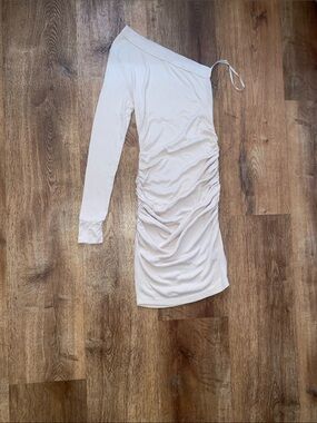 LAmade One-Shoulder Ruched Dress in Cream